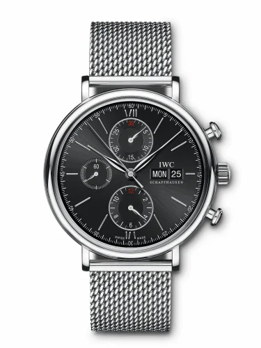 IWC Portofino Chronograph Stainless Steel / Black / Milanese IW3910-30 (iw391030)